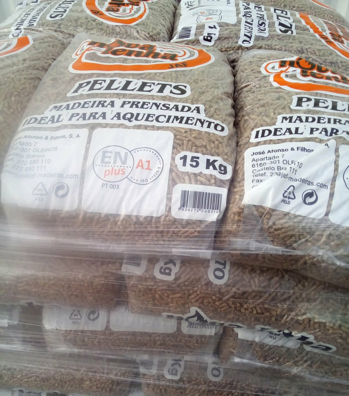 Pellets de Madeira NovaLenha Certificação A1 Plus Palete 77 Sacos 15kg (1155kg)