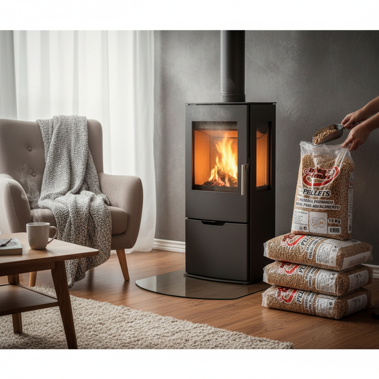 Pellets de Madeira NovaLenha Certificação A1 Plus Palete 77 Sacos 15kg (1155kg)