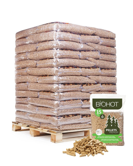 Pellets Biohot ENplus A1 Certificados – Palete 975kg Pinho 100% Natural